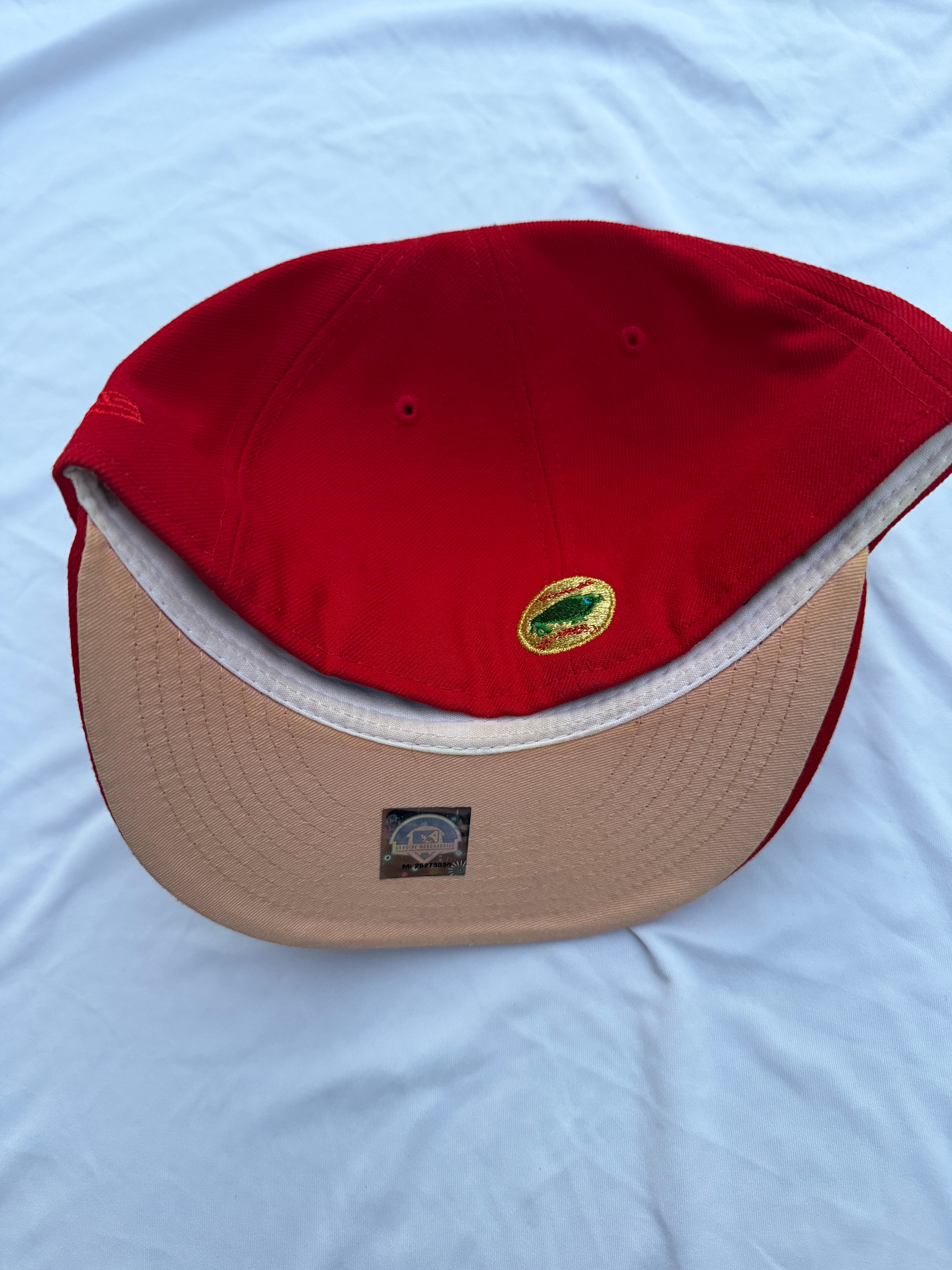 New Era 59FIFTY Buffalo Bisons red hat with embroidered "BISONS" logo