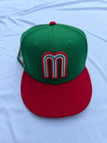 New Era Mexico World Baseball Classic embroidered white letter M and outlined red Green top Red brim 2 Tone 59Fifty Fitted