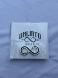 UNLMTD Soles Pin Black infinity sign with silver outline 