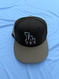 Brown with light brown brim New Era 59FIFTY Los Angeles Dodgers hat top view